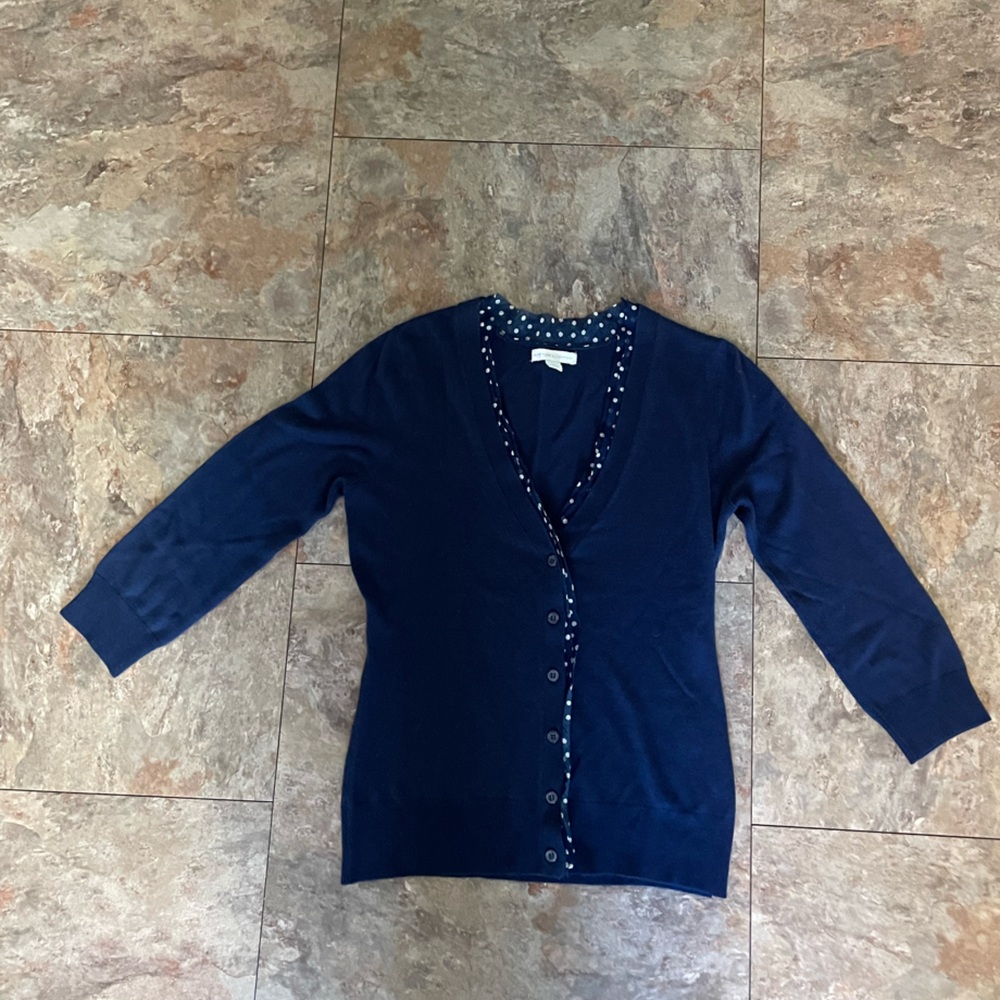 Navy Blue Cardigan with Button Detail